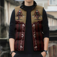 Western Yoke Sleeveless Puffer Jacket Black Santa Cowboy Retro Style - Wonder Print Shop