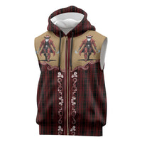 Western Yoke Sleeveless Zip Hoodie Black Santa Cowboy Retro Style - Wonder Print Shop