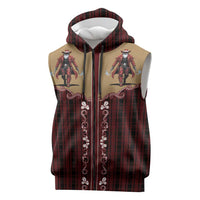 Western Yoke Sleeveless Zip Hoodie Black Santa Cowboy Retro Style - Wonder Print Shop