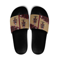 Western Yoke Slide Sandals Black Santa Cowboy Retro Style - Wonder Print Shop