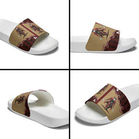 Western Yoke Slide Sandals Black Santa Cowboy Retro Style - Wonder Print Shop