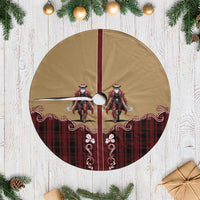 Western Yoke Tree Skirt Black Santa Cowboy Retro Style - Wonder Print Shop
