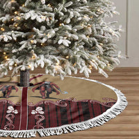 Western Yoke Tree Skirt Black Santa Cowboy Retro Style - Wonder Print Shop