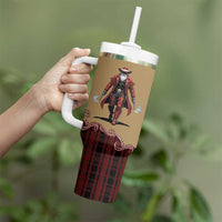 Western Yoke Tumbler With Handle Black Santa Cowboy Retro Style - Wonder Print Shop