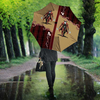 Western Yoke Umbrella Black Santa Cowboy Retro Style - Wonder Print Shop