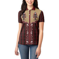 Western Yoke Women Polo Shirt Black Santa Cowboy Retro Style - Wonder Print Shop