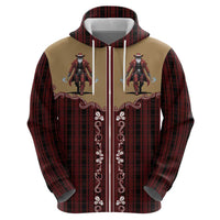 Western Yoke Zip Hoodie Black Santa Cowboy Retro Style - Wonder Print Shop