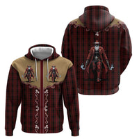 Western Yoke Zip Hoodie Black Santa Cowboy Retro Style - Wonder Print Shop