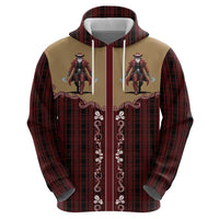 Western Yoke Zip Hoodie Black Santa Cowboy Retro Style - Wonder Print Shop