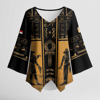 Personalized Egypt Kimono Sleeve Blouse Ancient Ankh Luxury - Wonder Print Shop