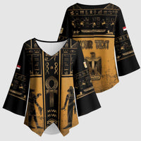 Personalized Egypt Kimono Sleeve Blouse Ancient Ankh Luxury - Wonder Print Shop