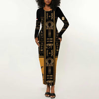 Personalized Egypt Long Sleeve Bodycon Dress Ancient Ankh Luxury - Wonder Print Shop