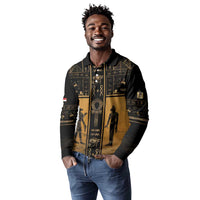 Personalized Egypt Long Sleeve Polo Shirt Ancient Ankh Luxury - Wonder Print Shop