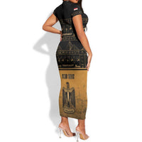 Personalized Egypt Short Sleeve Bodycon Dress Ancient Ankh Luxury - Wonder Print Shop