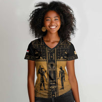 Personalized Egypt Women V-Neck T-Shirt Ancient Ankh Luxury - Wonder Print Shop