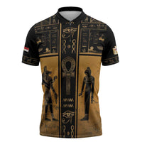Personalized Egypt Zipper Polo Shirt Ancient Ankh Luxury - Wonder Print Shop
