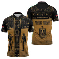 Personalized Egypt Zipper Polo Shirt Ancient Ankh Luxury - Wonder Print Shop