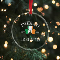 Dublin Ireland Est 988 Crystal Glass Ornament St Patricks Day Shamrock Leaf