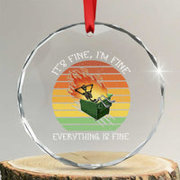 Dumpster Fire Skeleton Crystal Glass Ornament It's Fine I'm Fine Everything Is Fine TS02