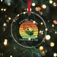 Dumpster Fire Skeleton Crystal Glass Ornament It's Fine I'm Fine Everything Is Fine TS02