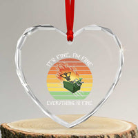 Dumpster Fire Skeleton Heart Crystal Glass Ornament It's Fine I'm Fine Everything Is Fine - Wonder Print Shop