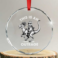 Dungeon Cat This Is An Outrage Crystal Glass Ornament Funny Princess Cat Riding Dinosaur - Wonder Print Shop