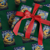 Earth Day Wrapping Paper Roll Starry Night Cat Hugging Earth