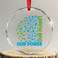 Earth Day Environmental Activism Crystal Glass Ornament Our Power Our Planet