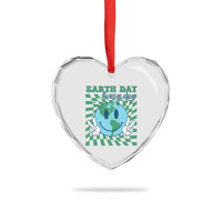 Earth Day Everyday Heart Crystal Glass Ornament Smile Face Hippie Planet Anniversary - Wonder Print Shop