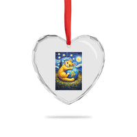 Earth Day Heart Crystal Glass Ornament Starry Night Cat Hugging Earth