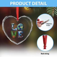 Earth Day LOVE Heart Crystal Glass Ornament Planet Anniversary Everyday - Wonder Print Shop