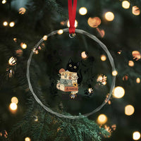 Easily Distracted By Cats And Books Crystal Glass Ornament Funny Book Kitty Lover TS12