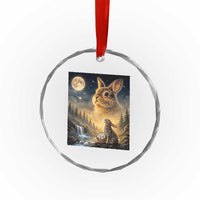 Easter Bunny Howling to the Moon Vintage Crystal Glass Ornament