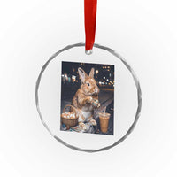 Easter Bunny Iced Coffee Crystal Glass Ornament Funny Rabbit Egg Painting
