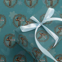 Easter Cross He is Risen Wrapping Paper Roll Jesus Christian Crown Of Thorns