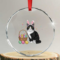 Easter Day Cat Bunny Ears Eggs Graphic Crystal Glass Ornament TS02