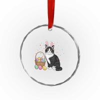 Easter Day Cat Bunny Ears Eggs Graphic Crystal Glass Ornament TS02