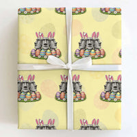 Easter Island Moai Bunny Ears Wrapping Paper Roll Funny Archaeology Gift