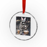 Easter Raccoon Iced Coffee Crystal Glass Ornament Funny Trash Panda Egg Painting