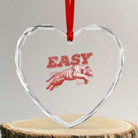 Easy Tiger Heart Crystal Glass Ornament Vintage Distressed Tiger Trendy Grunge Indie Boho