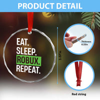 Eat Sleep Roblox Repeat Crystal Glass Ornament Funny Video Game Lovers Gamers