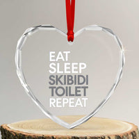 Eat Sleep Skibidi Toilet Repeat Heart Crystal Glass Ornament Funny Gen Alpha Slang - Wonder Print Shop