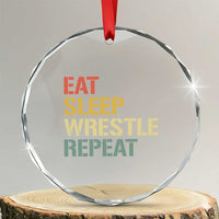 Eat Sleep Wrestle Repeat Crystal Glass Ornament Cool Wrestling TS10