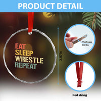 Eat Sleep Wrestle Repeat Crystal Glass Ornament Cool Wrestling TS10