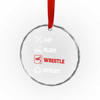 Eat Sleep Wrestle Repeat Crystal Glass Ornament Funny Wrestling Gym TS10