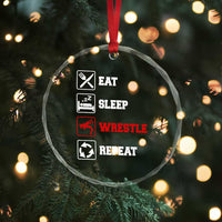 Eat Sleep Wrestle Repeat Crystal Glass Ornament Funny Wrestling Gym TS10
