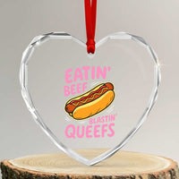 Eatin Beef Blastin' Queefs Funny Hot Dog Adult Humor Heart Crystal Glass Ornament