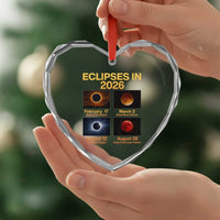 Eclipses in 2026 Celestial Calendar Infographic Heart Crystal Glass Ornament Space Nerd Astronomy Gift Astrology Lover