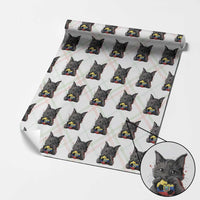 Ecuador Black Cat Soccer Game Day Wrapping Paper Roll Cat Lover Gift