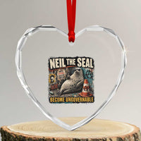Edgy Neil the Seal Become Ungovernable Graffiti Graphic Heart Crystal Glass Ornament Sarcastic Rebel Viral Chaotic Elephant Seal Sunglasses Meme